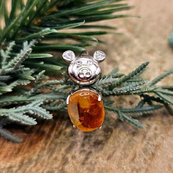 Nature Golden Healer Cute Pig Open Ring - Picture 9 of 10